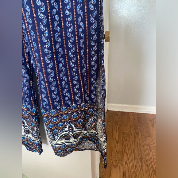 Hippie Boho Split Leg Peacock Pattern Pull On Pants Size Medium BNWOT - Picture 7 of 7